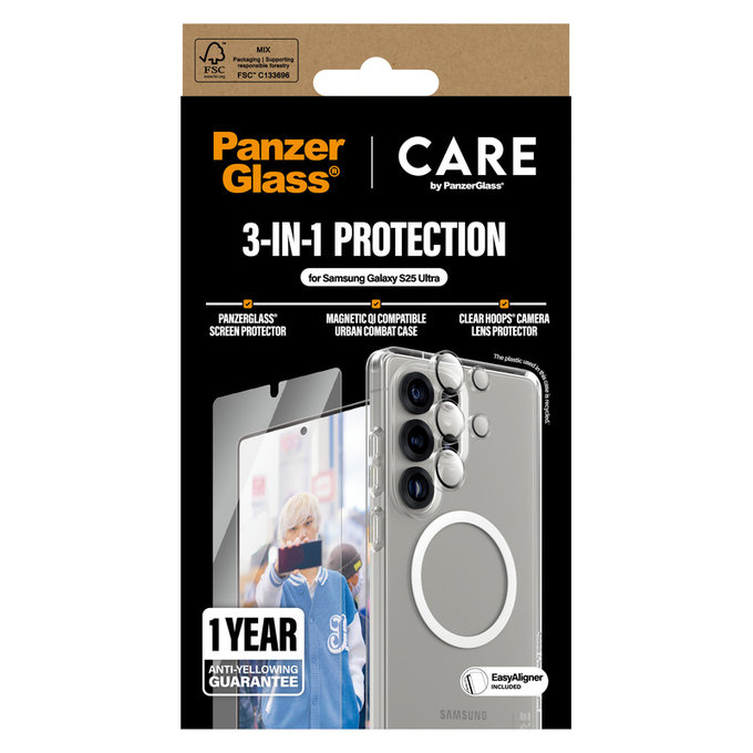 Bundle 3-en-1 pour Samsung Galaxy S25 Ultra, PanzerGlass