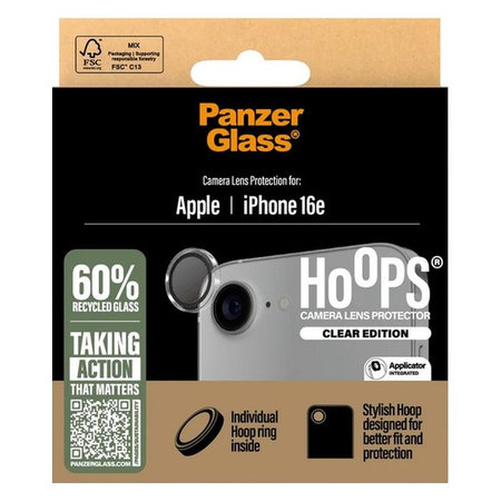 PanzerGlass - Couvercle de Protection d'Objectif d'Appareil Hoops pour iPhone 16e, noir