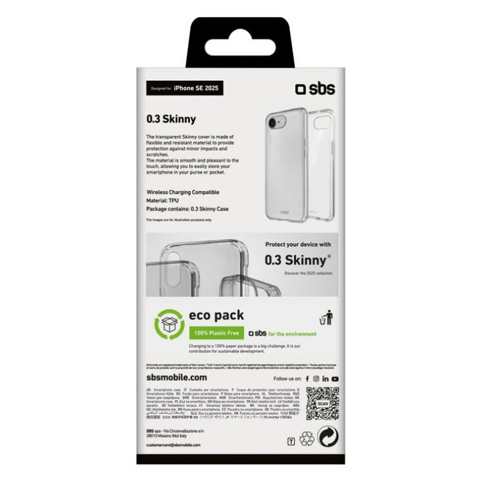 SBS - Coque Skinny pour iPhone 16e, transparente