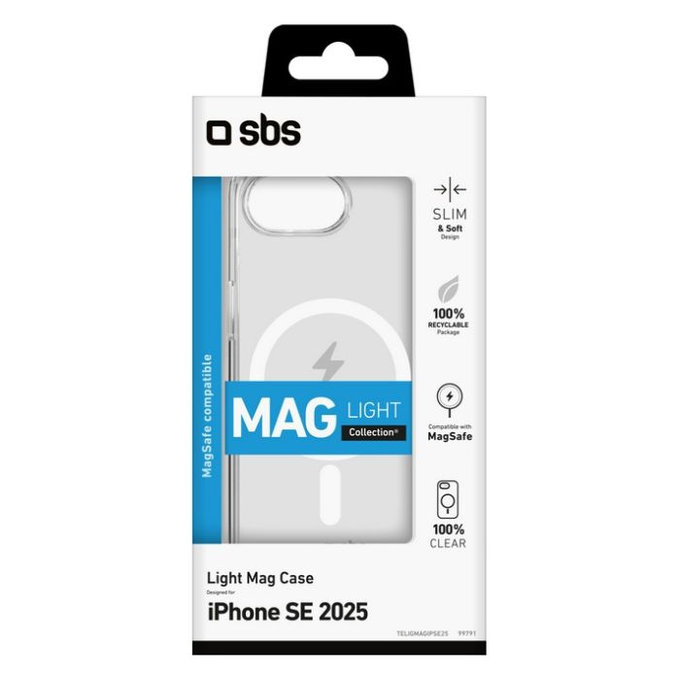 SBS - Étui Light Mag pour iPhone 16e, transparent