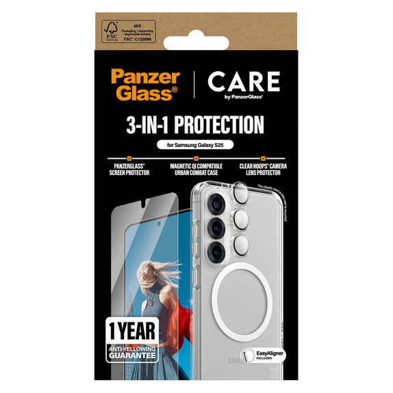 Bundle 3-en-1 pour Samsung Galaxy S25, PanzerGlass