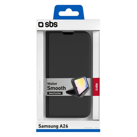 SBS - Cas Book Wallet Smooth pour Samsung Galaxy A26, noir