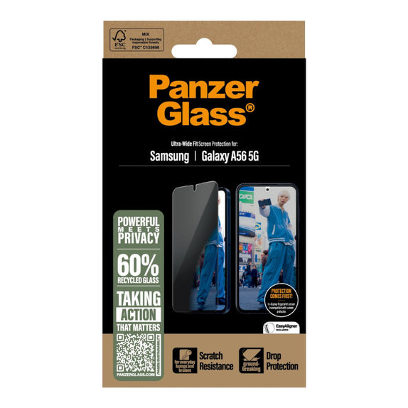 Verre trempé UWF Privacy pour Samsung A56 5G, Transparente, PanzerGlass