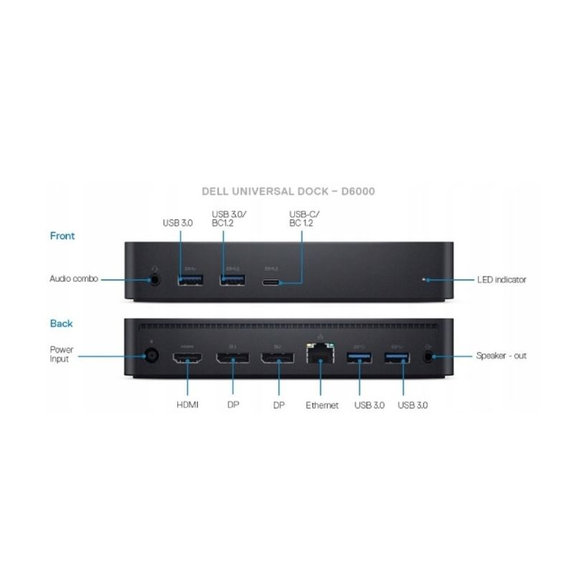 Dell D6000 - Station d'accueil (USB-C) + Adaptateur 130W Reconditionné
