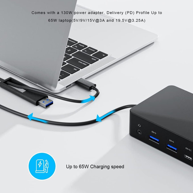 Dell D6000 - Station d'accueil (USB-C) + Adaptateur 130W Reconditionné