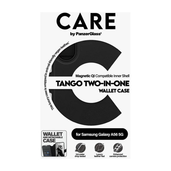 Étui Wallet Tango Two-In-One pour Samsung A56 5G, noir, PanzerGlass