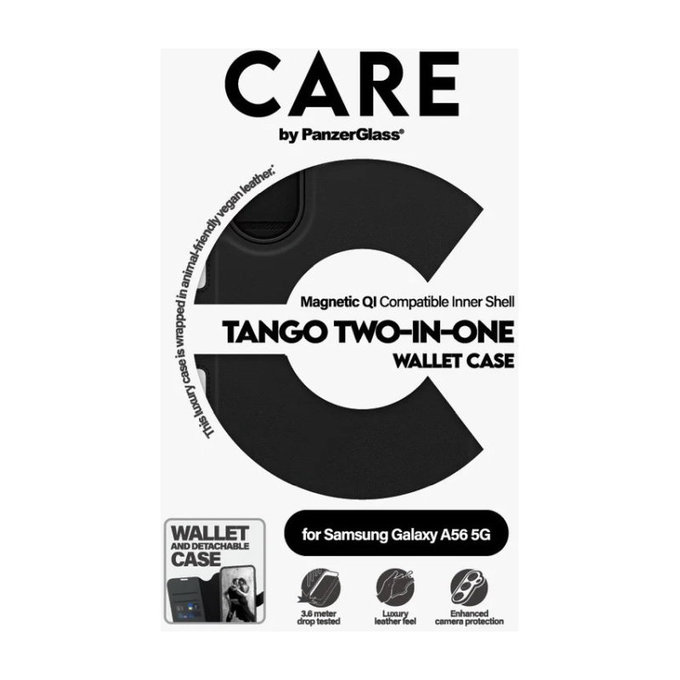 Étui Wallet Tango Two-In-One pour Samsung A56 5G, noir, PanzerGlass
