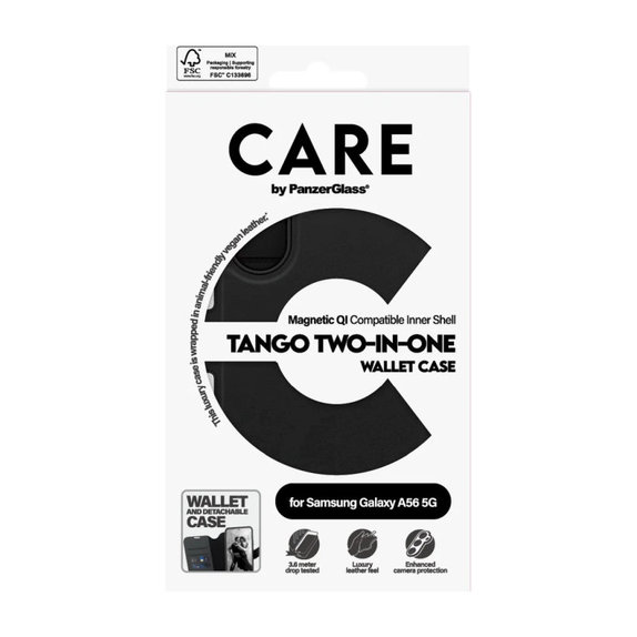 Étui Wallet Tango Two-In-One pour Samsung A56 5G, noir, PanzerGlass