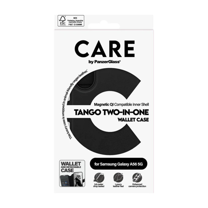 Étui Wallet Tango Two-In-One pour Samsung A56 5G, noir, PanzerGlass