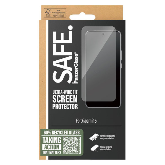 Verre trempé UWF pour Xiaomi 15, Noir, SAFE by PanzerGlass