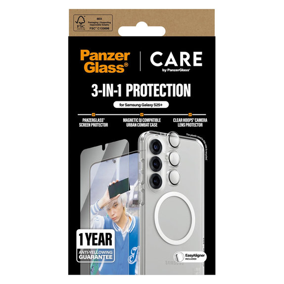 Bundle 3-en-1 pour Samsung Galaxy S25+, PanzerGlass