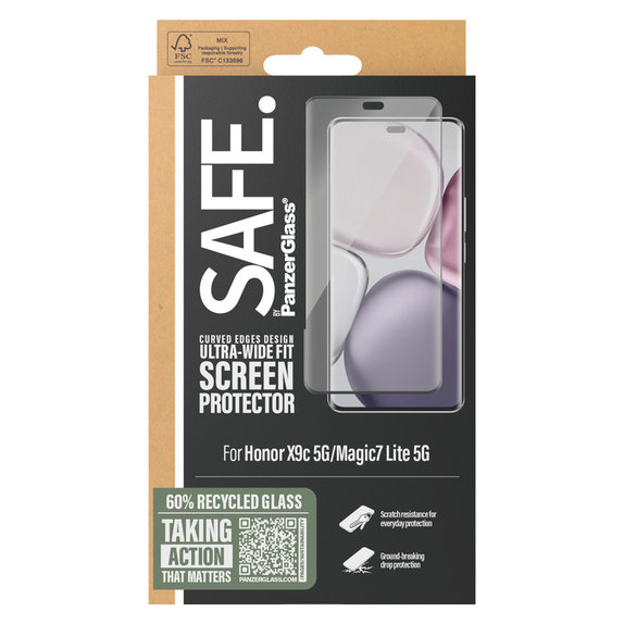 Verre trempé UWF pour Honor X9c 5G/Magic7 Lite 5G, Noir, SAFE by PanzerGlass
