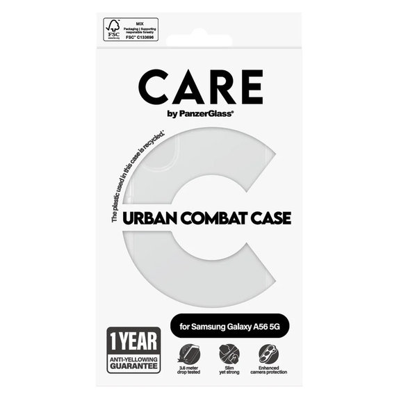 Étui Urban Combat pour Samsung Galaxy A56 5G, Transparent, PanzerGlass