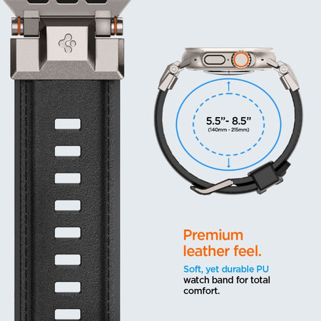 Spigen - Bracelet Durapro Armor PU pour Apple Watch (42, 44, 45, 49mm), noir