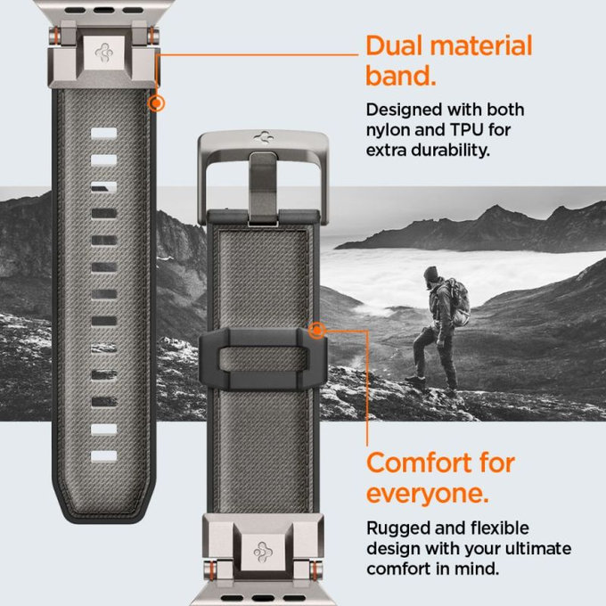 Spigen - Bracelet Durapro Armor pour Apple Watch (42, 44, 45, 49mm), gris