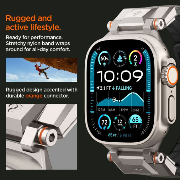 Spigen - Bracelet Durapro Armor pour Apple Watch (42, 44, 45, 49mm), gris