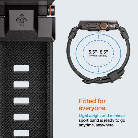 Spigen - Bracelet Durapro Armor pour Apple Watch (42, 44, 45, 49mm), Black Edition