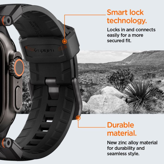 Spigen - Bracelet Durapro Armor pour Apple Watch (42, 44, 45, 49mm), Black Edition