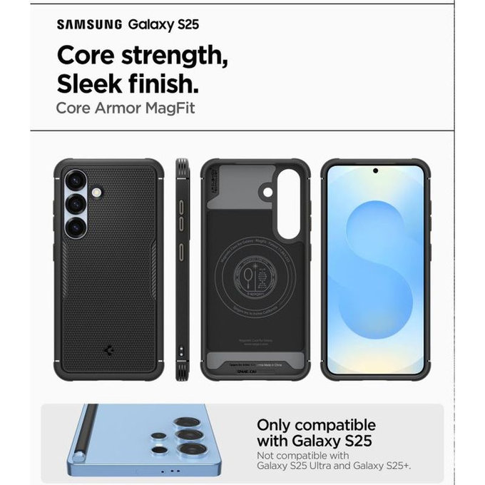 Spigen - Coque Core Armor avec MagSafe pour Samsung Galaxy S25, Matte Black