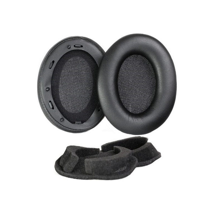 Coussinets de rechange pour Sony WH-1000XM3, Mousse à mémoire + cuir PU, Noires, 1 Paire