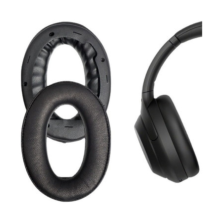 Coussinets de rechange pour Sony WH-1000XM4, Mousse à mémoire + cuir PU, Noires, 1 Paire