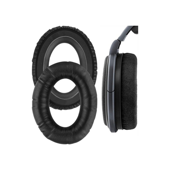 Coussinets de rechange pour Sennheiser HD650, Mousse à mémoire + cuir PU, Noires, 1 Paire