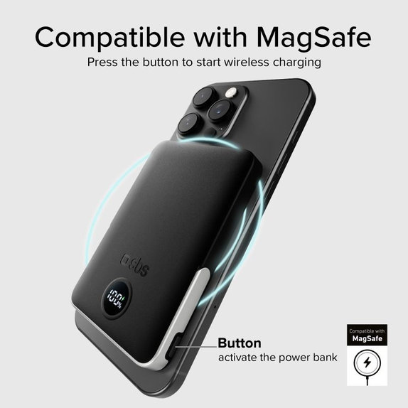 SBS - PowerBank 5000mAh, 20W, Power Delivery, Mag Stand, noir