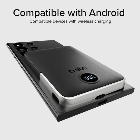 SBS - PowerBank 5000mAh, 20W, Power Delivery, Mag Stand, noir