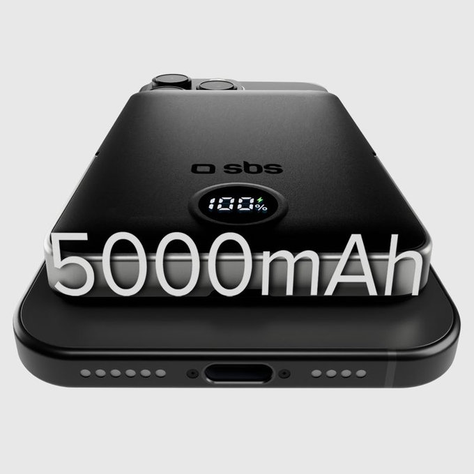 SBS - PowerBank 5000mAh, 20W, Power Delivery, Mag Stand, noir