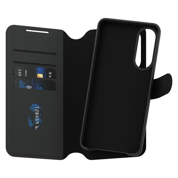 Étui Wallet Tango Two-In-One avec QI pour Samsung Galaxy S25 Edge, Noir, PanzerGlass
