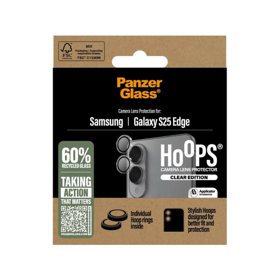 Protection d’objectif photo Hoops pour Samsung S25 Edge, Transparent, PanzerGlass