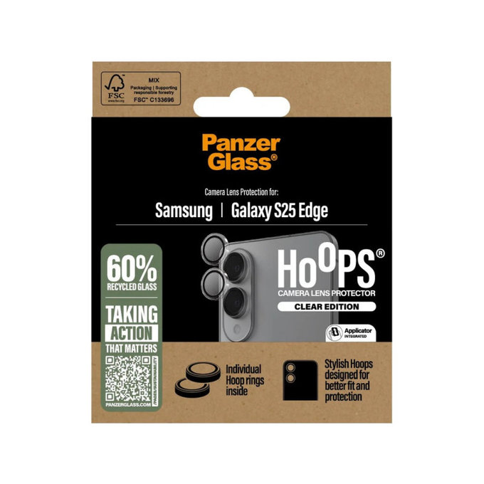 Protection d’objectif photo Hoops pour Samsung S25 Edge, Transparent, PanzerGlass