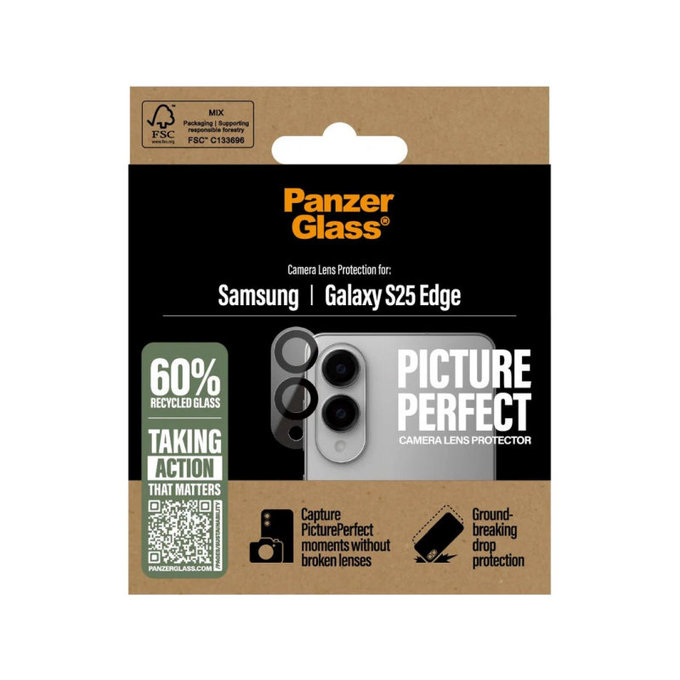 Protection d’objectif photo PicturePerfect pour Samsung S25 Edge, Noir, PanzerGlass