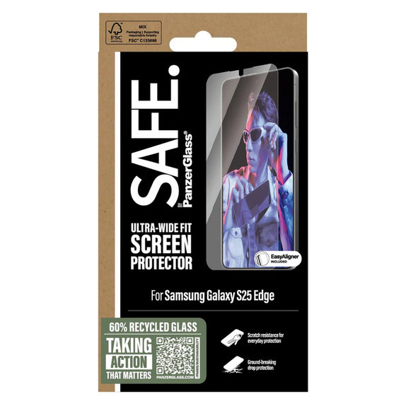 Verre trempé UWF avec applicateur pour Samsung Galaxy S25 Edge, Clair, SAFE by PanzerGlass