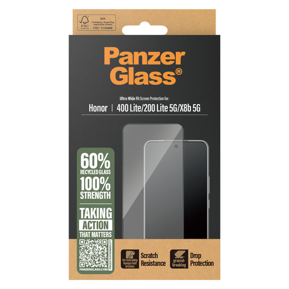 Verre trempé UWF pour Honor 400 Lite, Noir, PanzerGlass