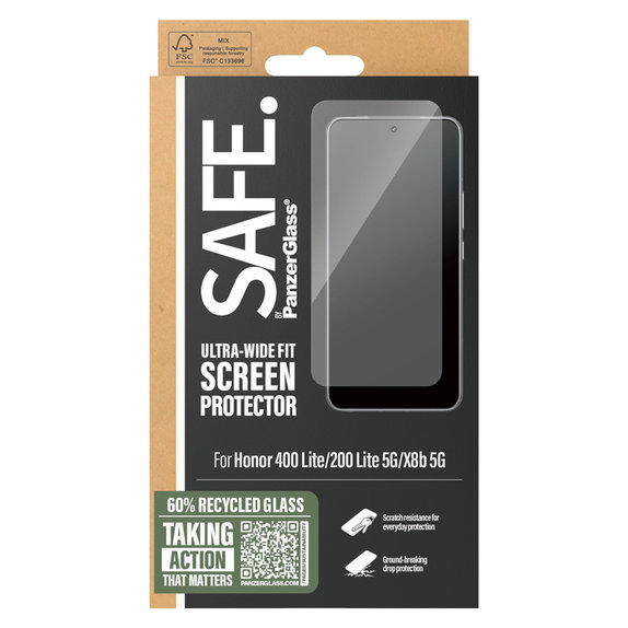 Verre trempé UWF pour Honor 400 Lite, Noir, SAFE by PanzerGlass