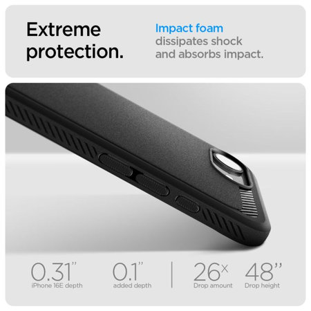 Spigen - Coque Rugged Armor avec MagSafe pour iPhone 16e, Matte Black