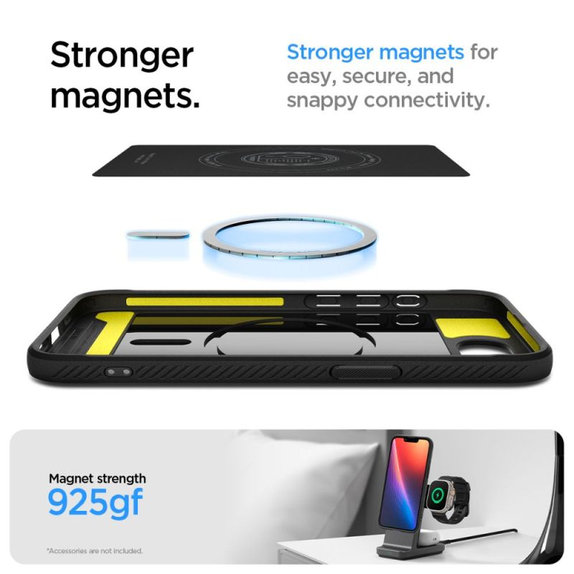 Spigen - Coque Rugged Armor avec MagSafe pour iPhone 16e, Matte Black