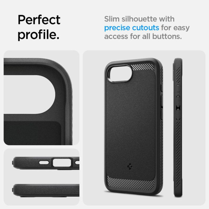 Spigen - Coque Rugged Armor avec MagSafe pour iPhone 16e, Matte Black