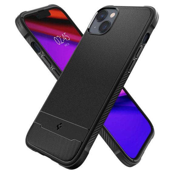 Spigen - Coque Rugged Armor avec MagSafe pour iPhone 14, Matte Black