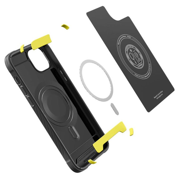 Spigen - Coque Rugged Armor avec MagSafe pour iPhone 14, Matte Black