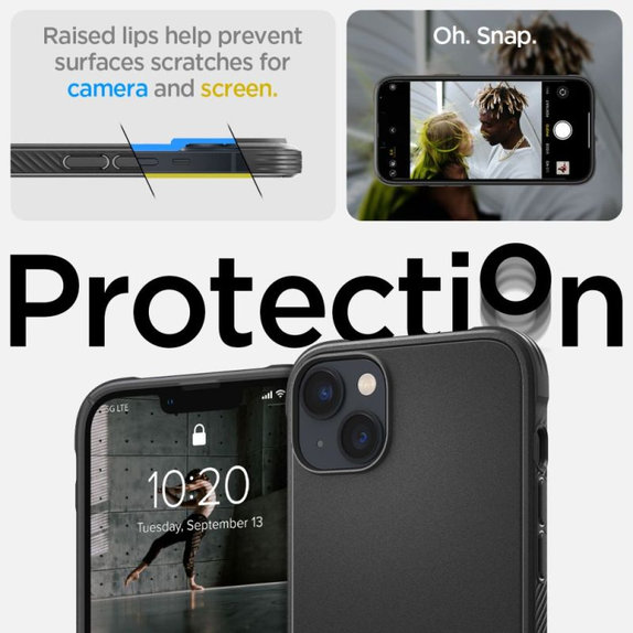 Spigen - Coque Rugged Armor avec MagSafe pour iPhone 14, Matte Black