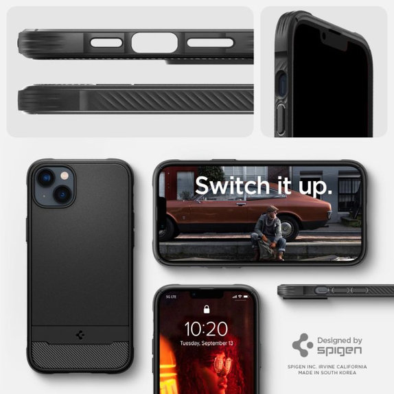 Spigen - Coque Rugged Armor avec MagSafe pour iPhone 14, Matte Black