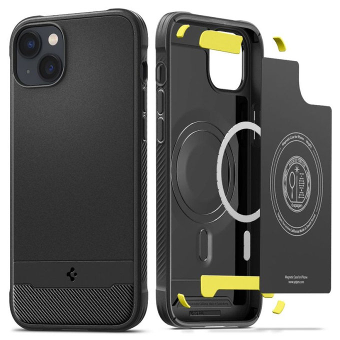 Spigen - Coque Rugged Armor avec MagSafe pour iPhone 14, Matte Black