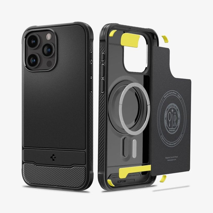 Spigen - Coque Rugged Armor avec MagSafe pour iPhone 15 Pro Max, Matte Black