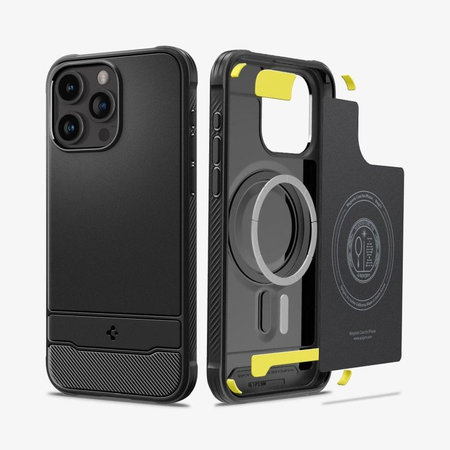 Spigen - Coque Rugged Armor avec MagSafe pour iPhone 15 Pro, Matte Black