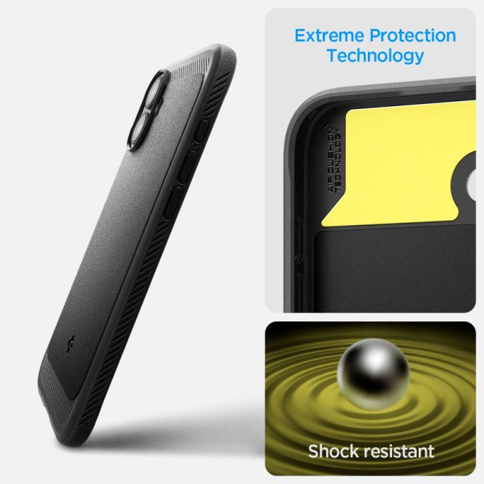 Spigen - Coque Rugged Armor avec MagSafe pour iPhone 16, Matte Black