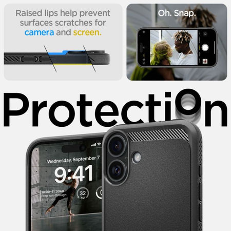 Spigen - Coque Rugged Armor avec MagSafe pour iPhone 16, Matte Black