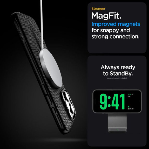Spigen - Coque Liquid Air "T" avec MagSafe pour iPhone 16 Pro, Matte Black