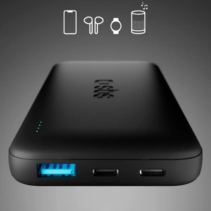 SBS - PowerBank 10000mAh, 10W, Infinity, LiFePO4, USB-C/USB-A, noir